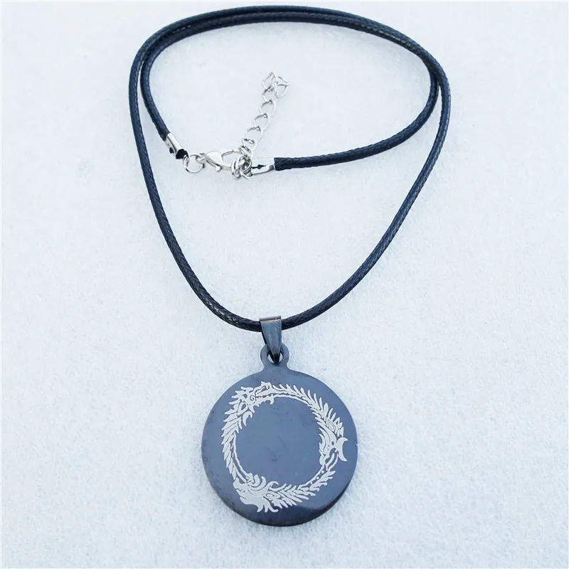 Dragon Skyrim Elder Scrolls Pendant Black Stainless Steel Necklace Fashion Jewelry | Украшения и аксессуары