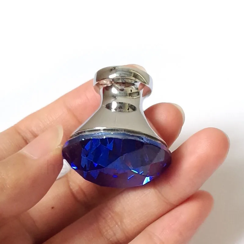 

5pcs 30mm Blue Crystal Diamond Cabinet Knob Handle Cupboard Closet Drawer Knob Shiny Kitchen Pull New