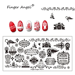 Finger Angel 1 шт. рождественские пластины для штамповки ногтей изображение штамп уникальный мультфильм Лось Снежинка 6*12 см DIY ногтей шаблон пластины - Цвет: MC17