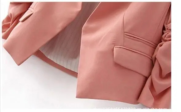 2016 модная базовая Куртка Блейзер Женский костюм кардиган с пышными рукавами