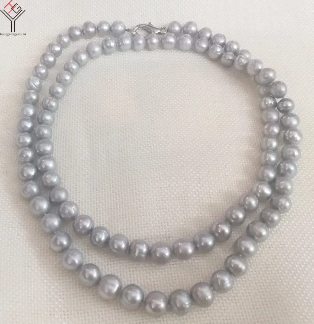 

Ожерелье женское из натурального жемчуга, колье из серых бусин 10 мм с натуральным пресноводным культивированным жемчугом