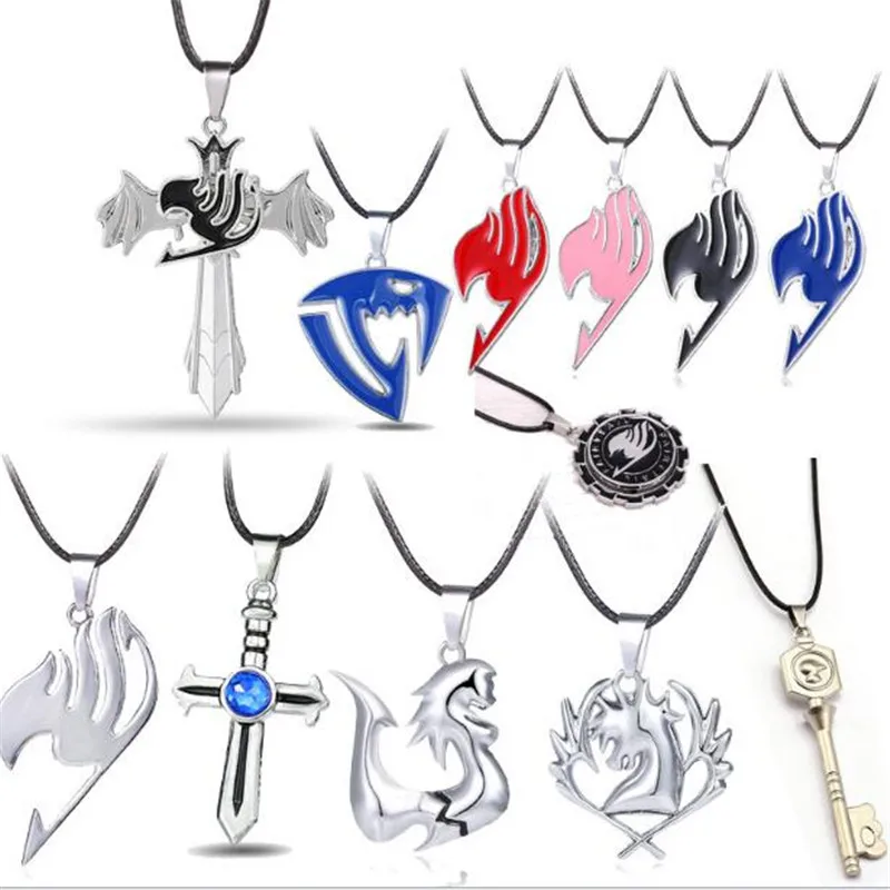 HSIC Mixed Style Anime Fairy Tail Necklace Metal Pendant Black Leather Chain Women Men Jewelry Cosplay Accessories Gift | Украшения и