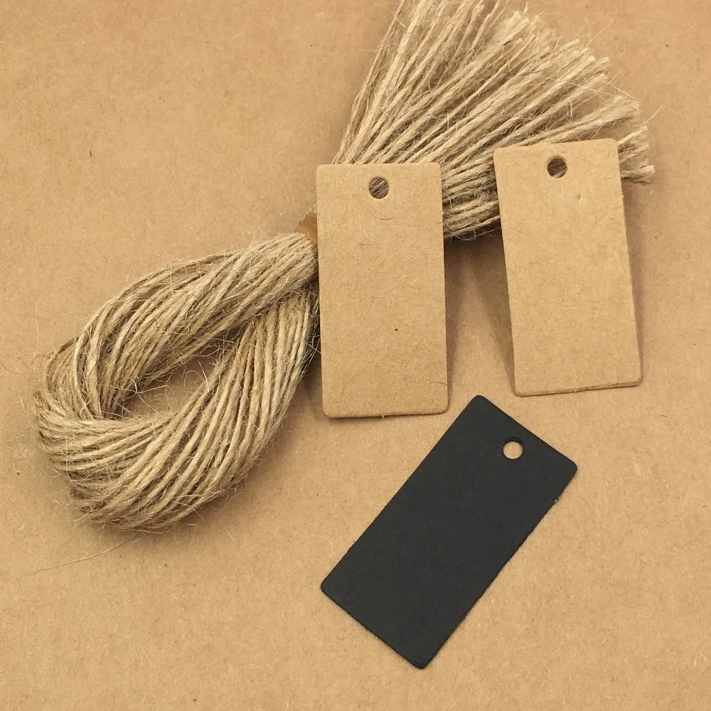 

200pcs 4*2cm Kraft brown Hang Tags+200pcs strings DIY Gift Tags/paper Price tag/jewelry card/handmade packing labels for jewelry