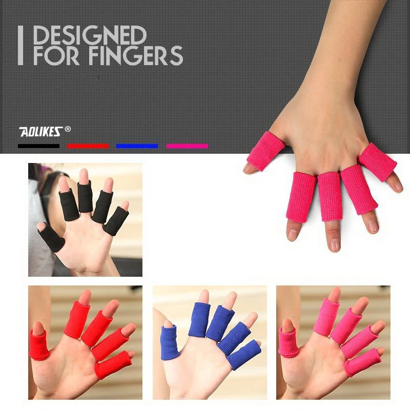 10 Pcs Elastic Nylon Finger Sleeves Basketball Men Women Sports Safety Thumb Brace Protector For Volleyball Badminton Fitness | Спорт и
