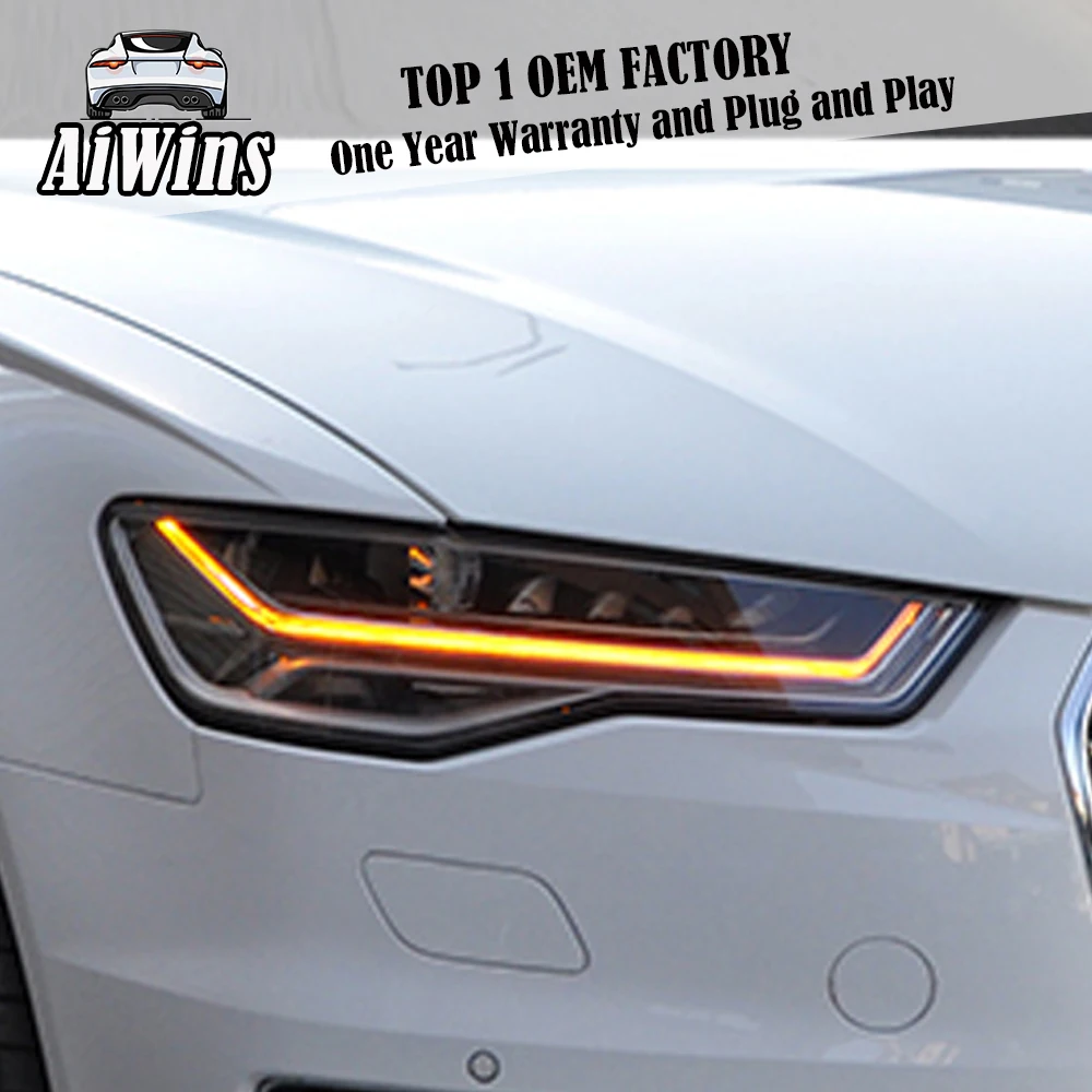 Aiwins для Audi A6 A6L C7 2012 2017 передние фары в сборе светодиодный DRL ангельские линзы