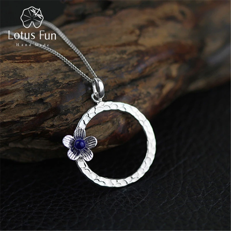 Lotus Fun реальные стерлингового серебра 925 Ляпис ручной работы Fine Jewelry свежий