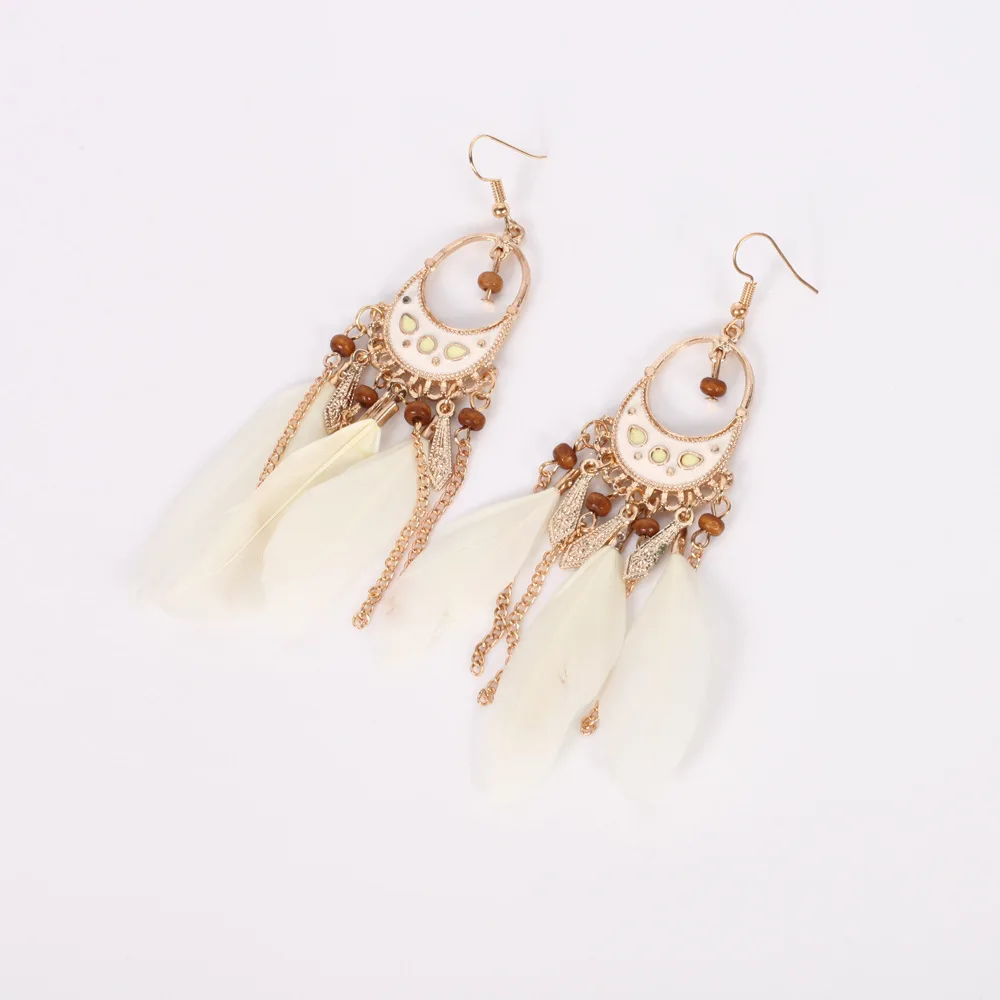 Maxfresh длинной кисточкой модные перо Стиль Этническая Boho Большой болтаться