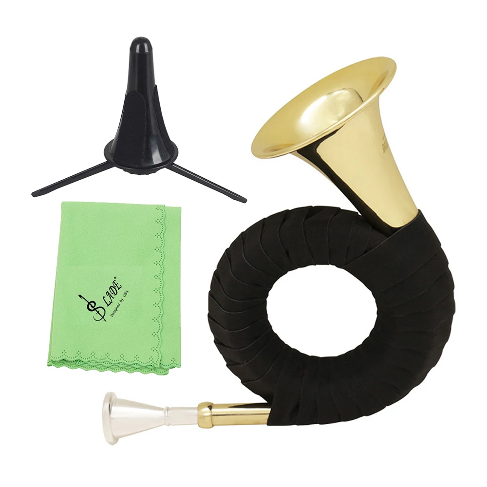 

LADE Bb Brass Hunting Horn with Carry Bag Stand Cleaning Cloth