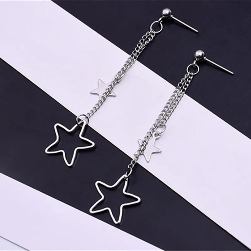 Zhenshecai New Golden Silver Color Star Tassel Earrings Long Chain Women Hollow Boucle D'oreille Femme E0311 | Украшения и