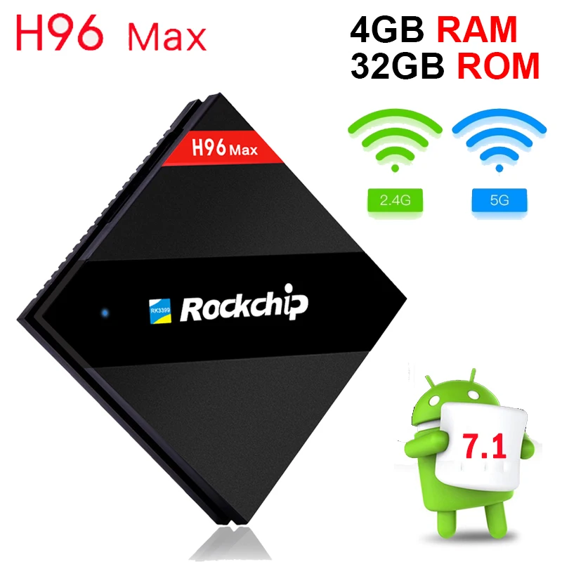 H96 MAX 4G/32G RK3399 шестиядерный Cortex A53 Mali T860 Android Tv Box OpenGL/VG/CL 7 1 4 K 2 Media Player двухъядерный