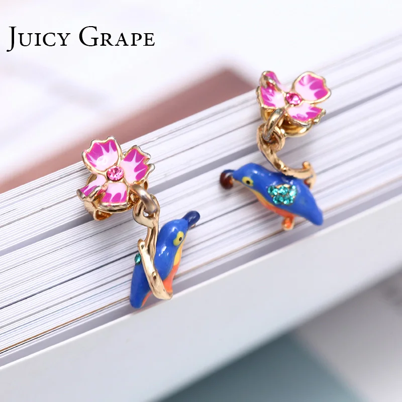 Серьги для женщин голубая птица букле D Oreille милые ювелирные изделия