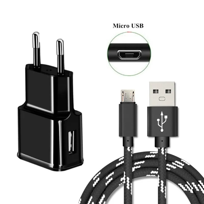 1 м 2 Micro USB зарядное устройство провод нейлоновый шнур + для путешествий ЕС Samsung Galaxy