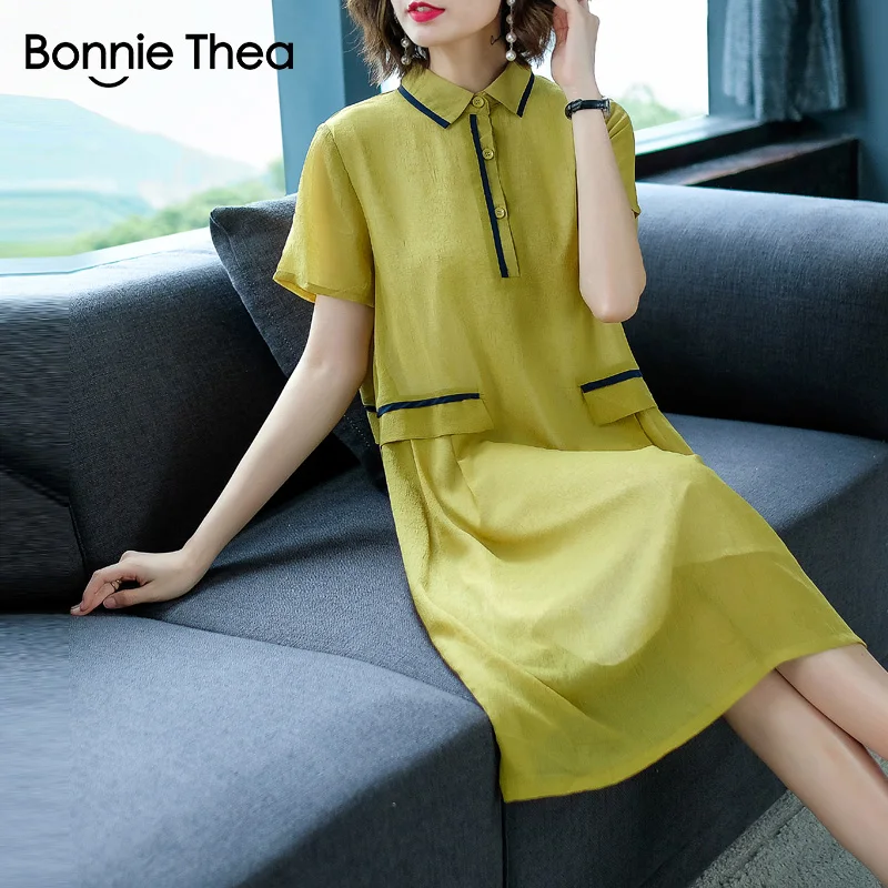 Женское платье с коротким рукавом Bonnie Thea однотонное большого размера для