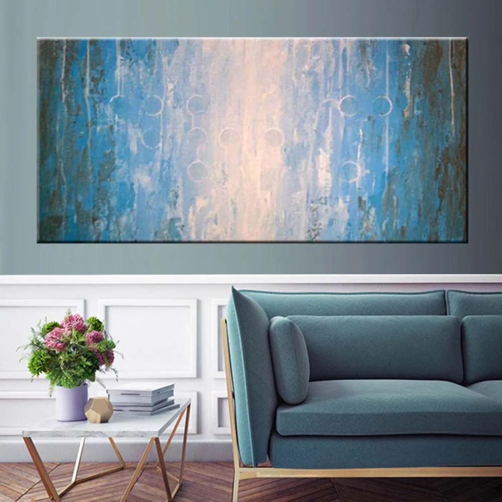 

Hand Painted Abstract Blue and White Color Canvas Oil Painting Abstract Wall Picture Living Room Hotel Bedroom Home Wall Decor