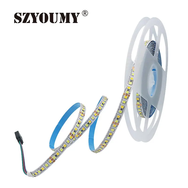 

SZYOUMY 2835 CCT LED Strip 180leds/m CW/WW Dual White Color Temperature Adjustable Flexible tape 16.5ft 5m 12V 24V Double Color