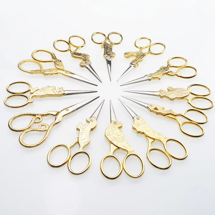 12 шт./компл. золото/бронза мини-ножницы китайского зодиака ручные ножницы Винтаж