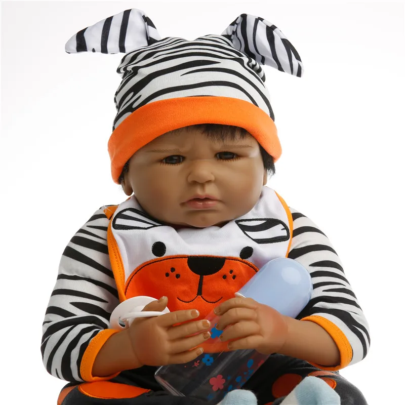 SanyDoll 22 дюйма 55 см силиконовые куклы для новорожденных реалистичные милые черные