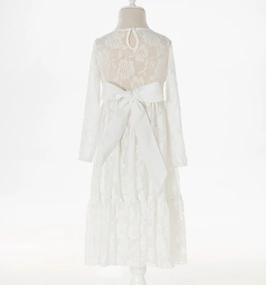 kids dresses for special occasions vintage flower girls wedding lace long sleeve party beach dress | Детская одежда и обувь