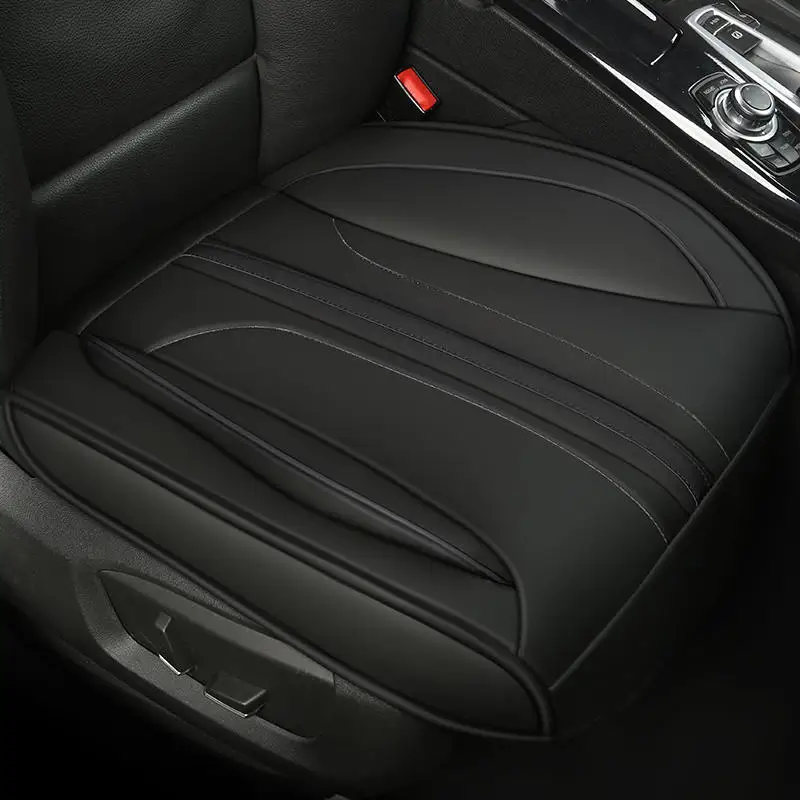 1pcs front black Ультра-роскошное автомобильное сиденье защита одно сиденье без спинки PU старшее кожаное покрытие для большинства четырехдверных седанов и внедорожников - Название цвета: 1pcs front black
