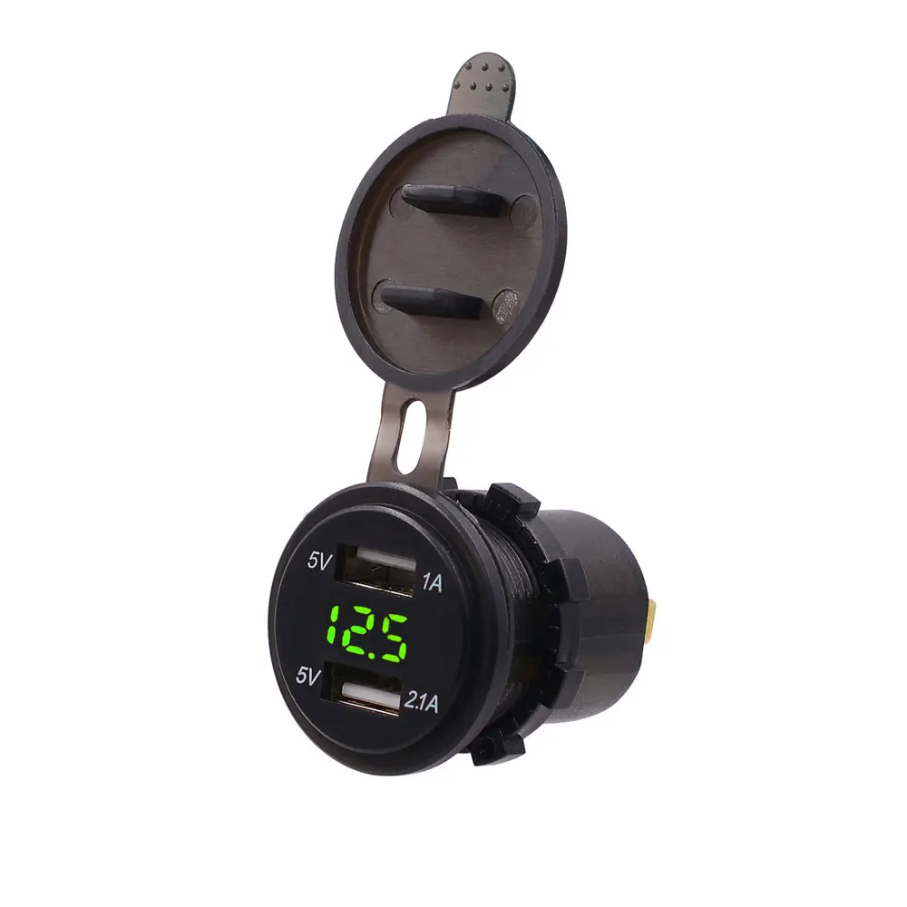 As the picture WUPP 5V 2.1A/1A Dual USB Автомобильное зарядное устройство светодиодный дисплей Универсальный телефон прикуриватель адаптер цифровой вольтметр 12-24 В - Название цвета: As the picture