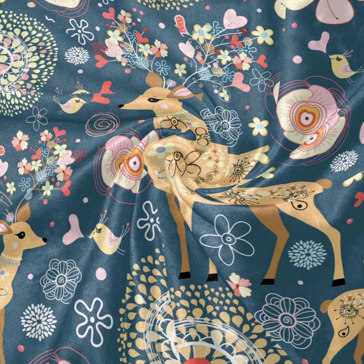 Vintage Floral Deer Abstract Flower Blanket Soft Warm Cozy Bed Couch Lightweight Coral Fleece Throw for Kids Women Boy | Дом и сад