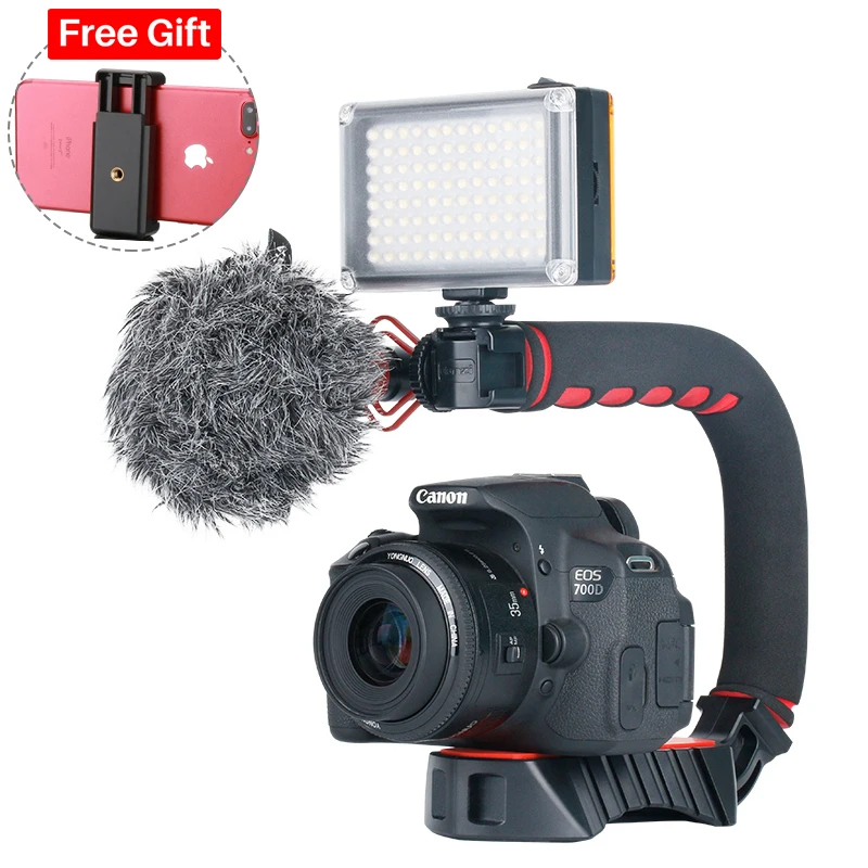 Ulanzi DSLR камера клетка стабилизатор видео установка w Boya BY MM1 микрофон светодиодный