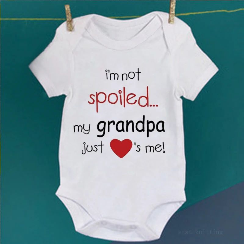 

DERMSPE White New Summer Fashion Newborn Baby Girls Boys Short Sleeve Funny Cotton Letter Print Bodysuit Jumpsuit Baby Clothes