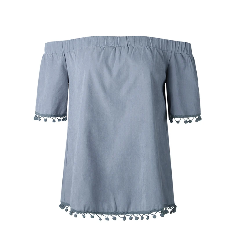 Women Shirt Fashion Slash Neck Short Sleeve Ladies Tops Casual Solid Summer Tees ADR193 |