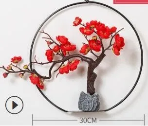 Китайский стиль, искусственный цветок персика, сливы, дизайн, настенный орнамент, ветровой колокольчик, украшение для дома, гирлянда, сделай сам, Декор для дома - Цвет: red pine plum