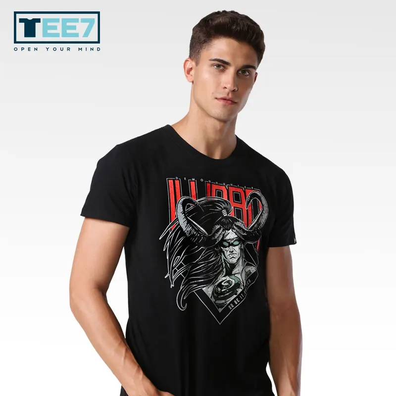 TEE7 Game WOW 100% хлопковые футболки Illidan Malfurion летний костюм футболка с короткими