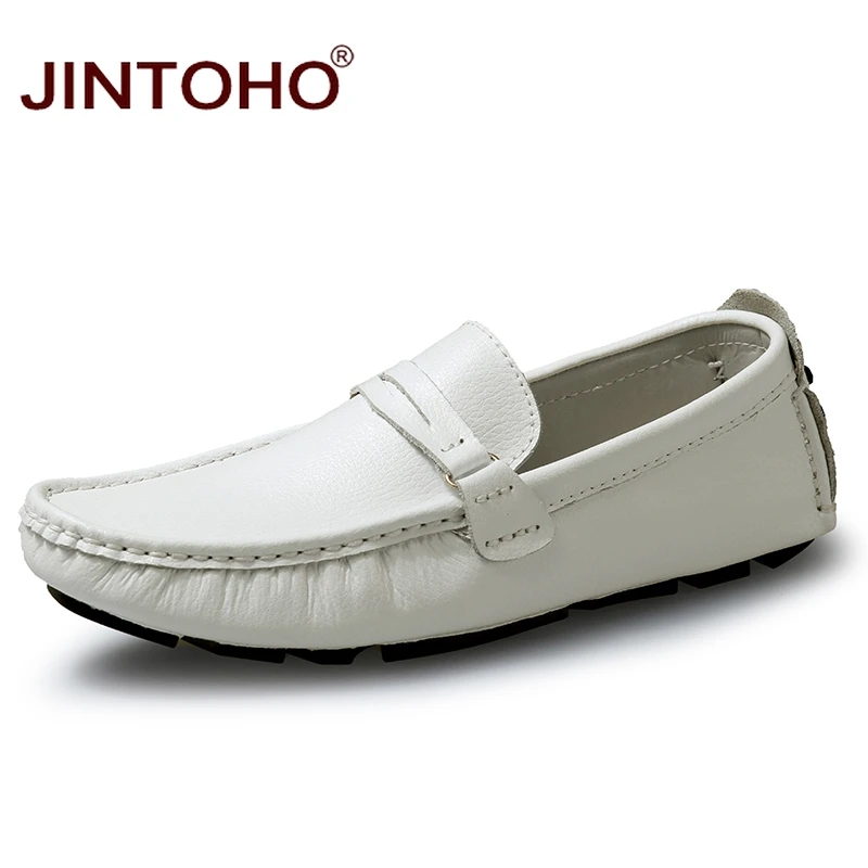Лоферы мужские JINTOHO из натуральной кожи белые повседневные свадебные | Обувь