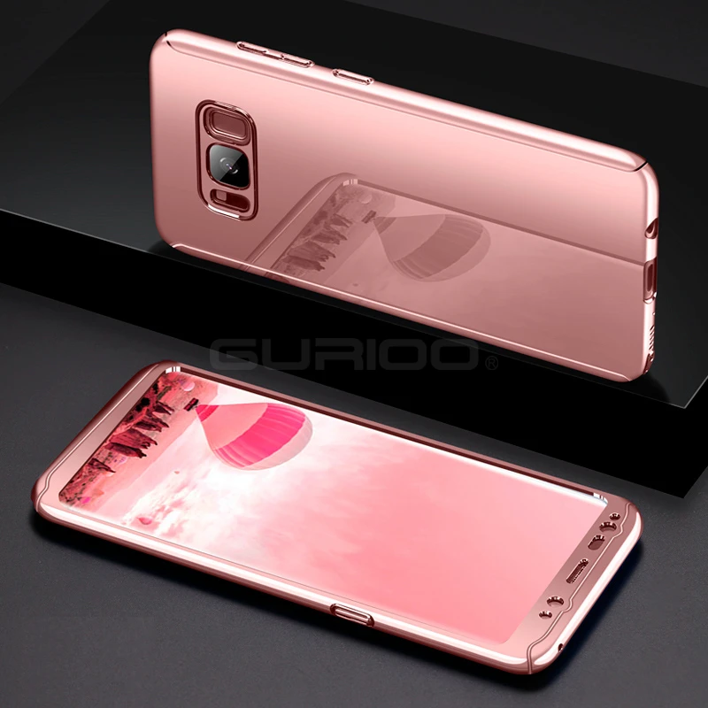 360 Degree Plating Mirror Case For Samsung S8 S9 Plus Full Body Protection Hard Galaxy S7 Edge Note 8 Free Film |