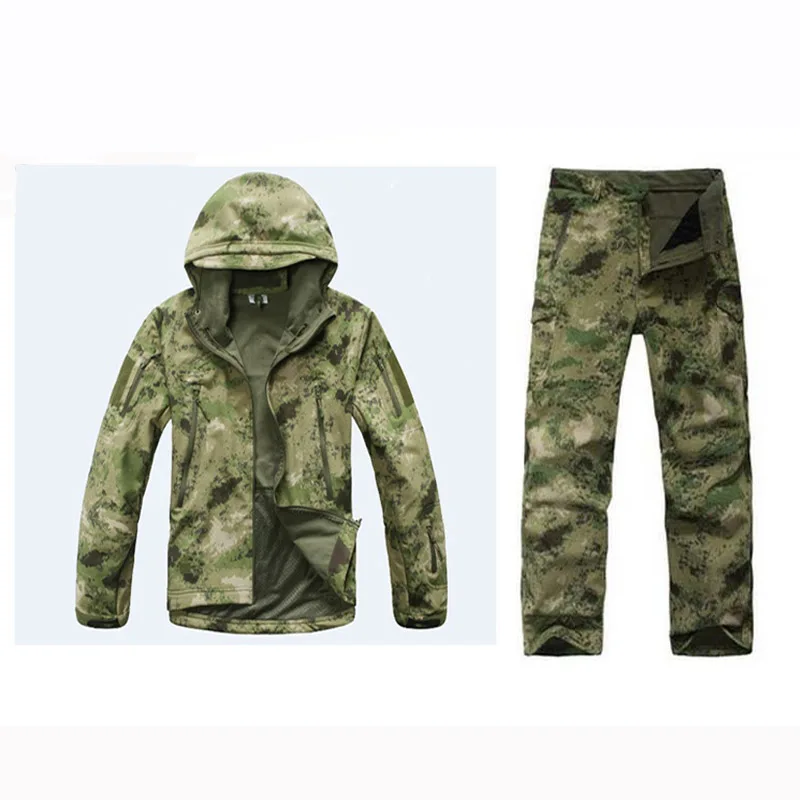 Sharkskin Softshell TAD тактические охотничьи костюмы мужские ветрозащитные уличные спортивные походные камуфляжные наборы охотничья походная куртка+ брюки