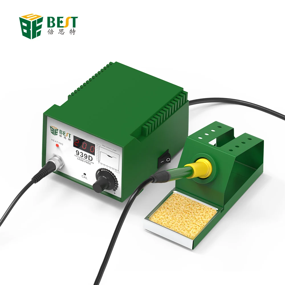 Новейшая модель; Бессвинцовая с цифровой дисплей 939D 60W 110/220V паяльная станция постоянного Температура электронный паяльник с подставкой