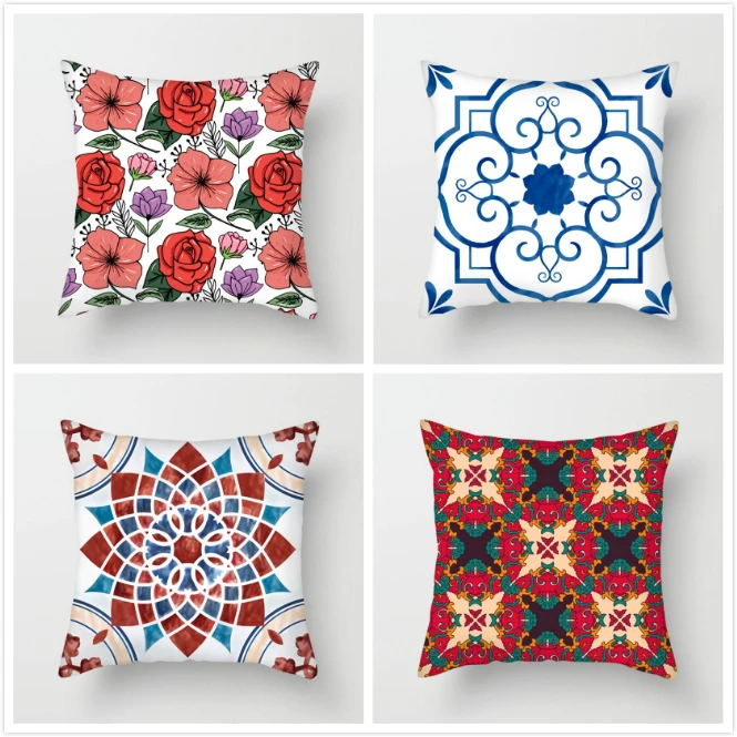 

Fuwatacchi Nordic France Style Floral Printed Pillow Cover Geometric Flower Cushion Cover Sofa Pillow Covers Decorative