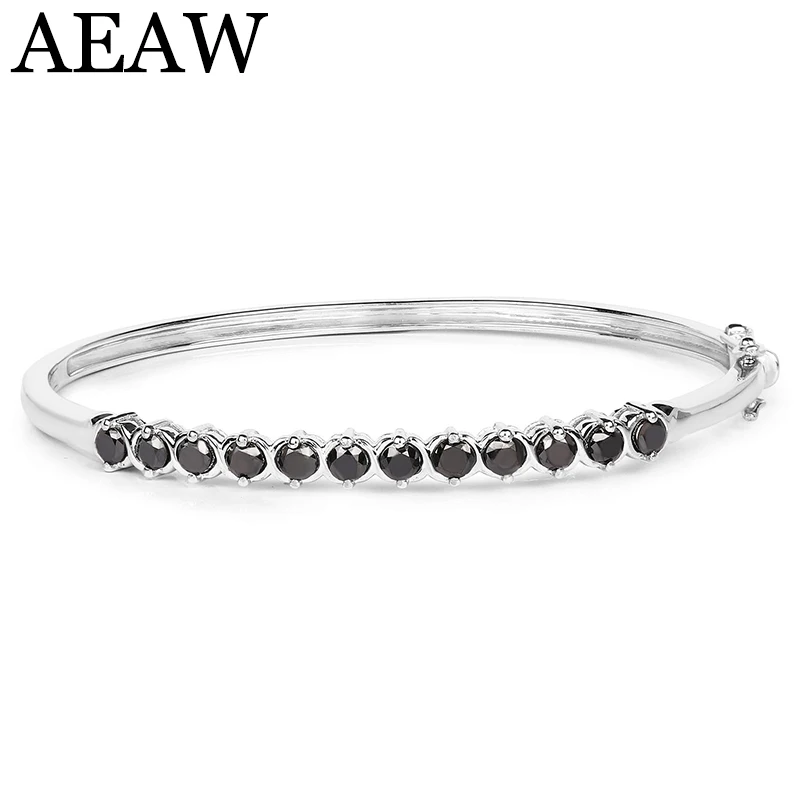 

3,6 карат 12 шт. 4 мм подлинный черный Муассанит лабораторный бриллиант с покрытием из белого золота бриллиантовый серебряный браслет