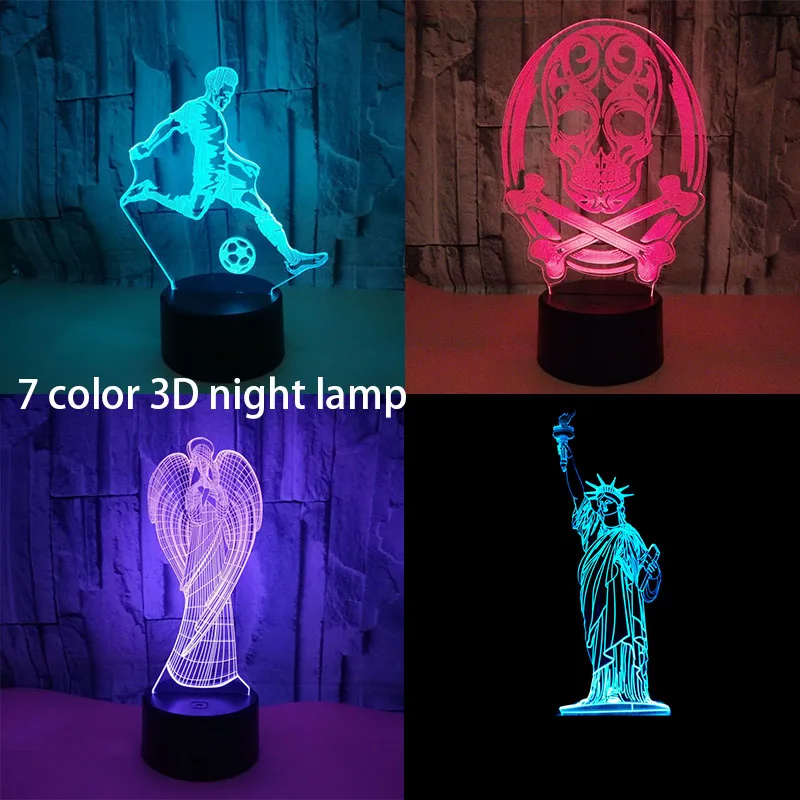 3D персонажи мультфильмов настольная лампа Luminaria RGB Led ночные светильники Нью Йорк