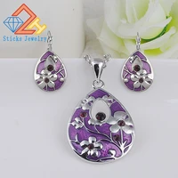 charm necklaces pendants for women 2 color water drop earrings set choker crystal rhinestone jewelry gift