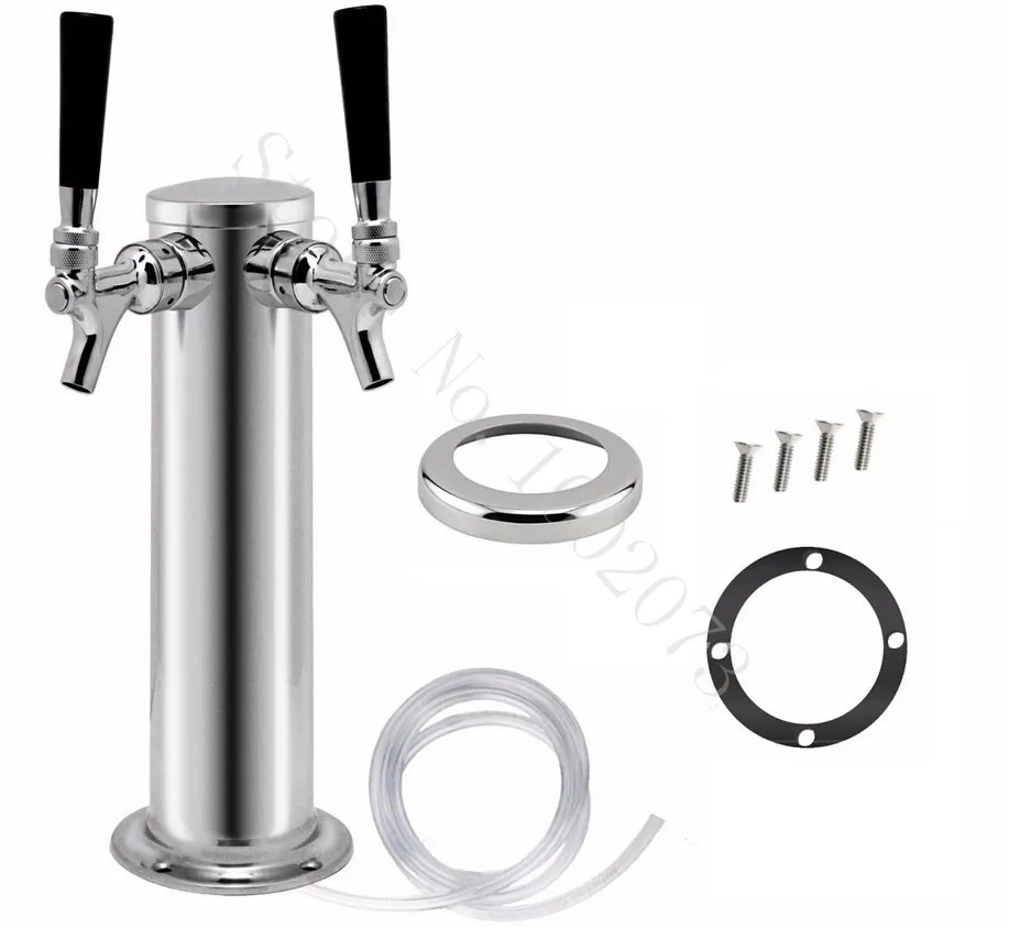 

Keg Works 3" Chrome Double Tap Draft Beer Tower 2 Faucet for Keezer Kegerator 12" Tall CTD