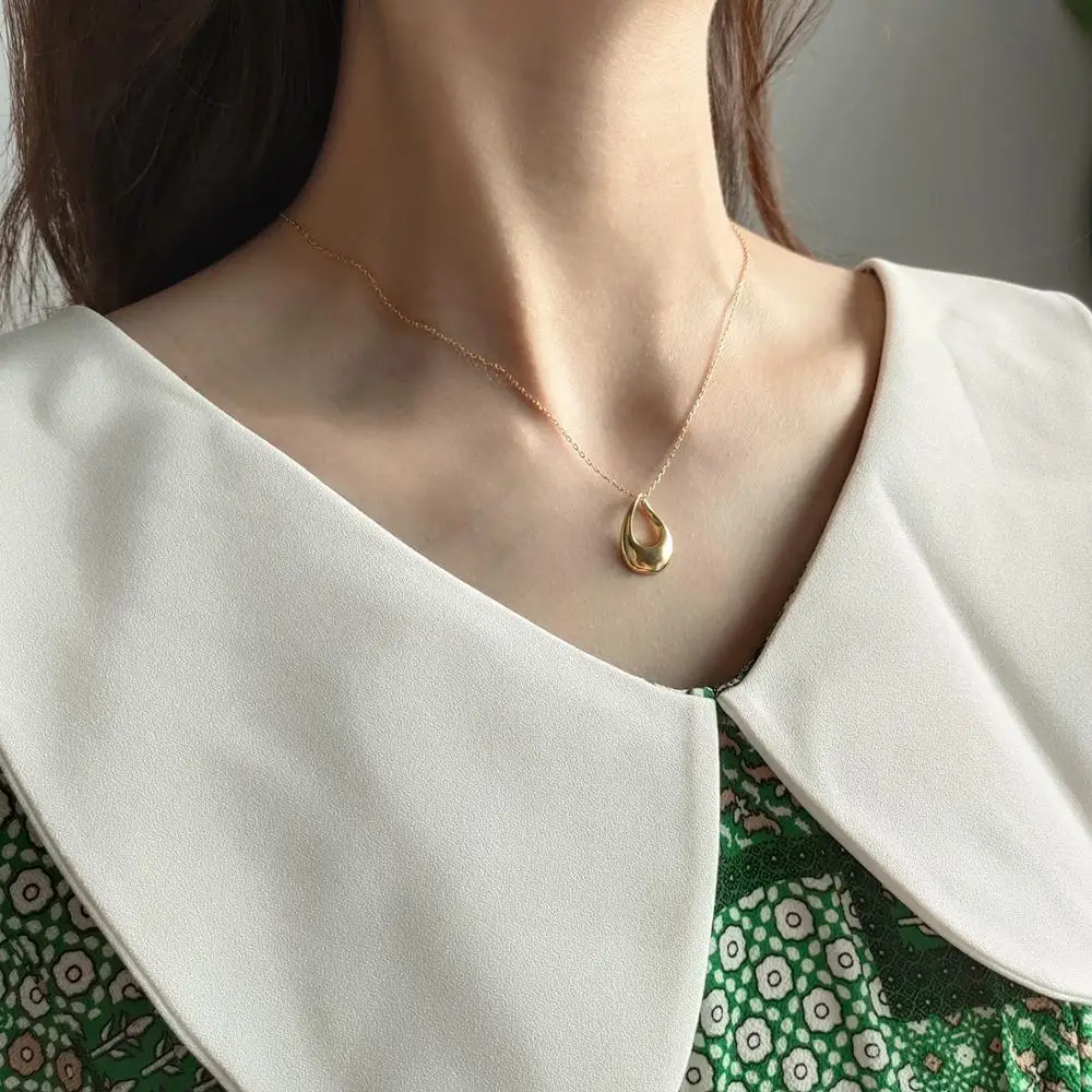 1pc Authentic 925 Sterling silver personality Golds Irregular open Geometric Pendant Necklace JEWELRY TLX410