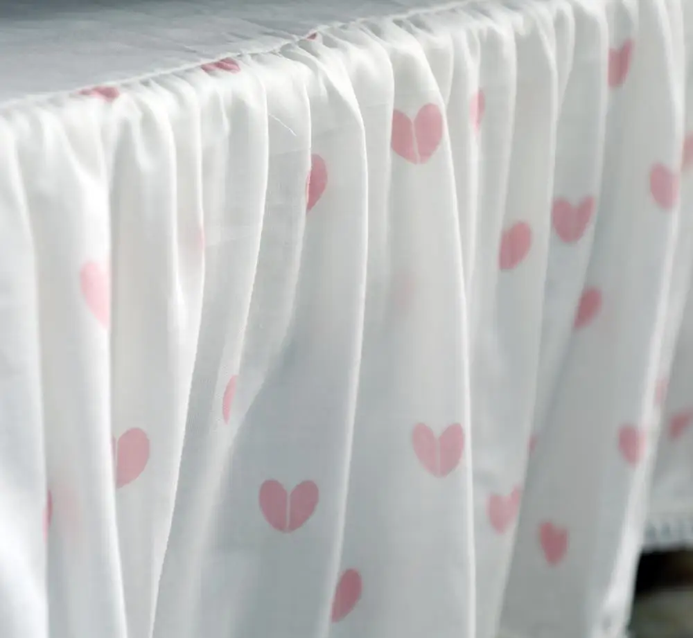 

Crib Bed Skirt Dust Ruffle for Baby Girls and Boys Bedding Sets(Heart)