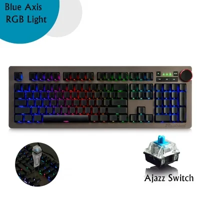 Ajazz AK60 USB проводной боковой резьба белый светильник/RGB подсветка механическая клавиатура с мультимедийной ручкой для светильник ing/регулятор громкости - Цвет: Белый