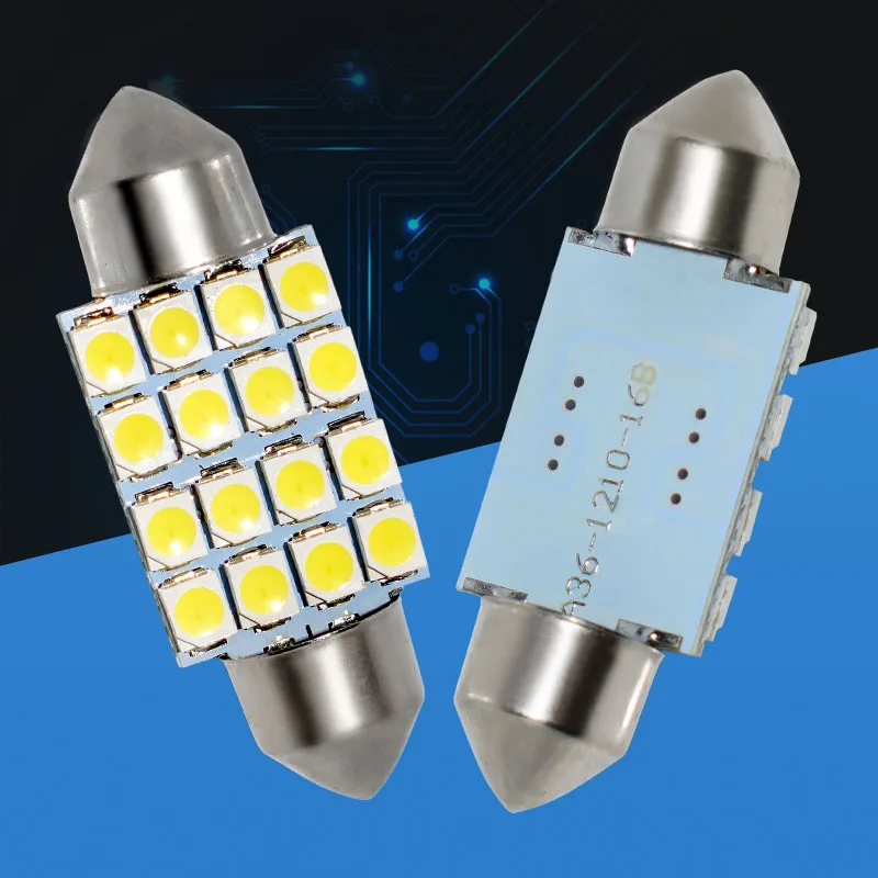 Фонасветильник для багажника автомобиля 1206 16SMD 36 мм 12 В DC C5W белый|trunk light|automotive