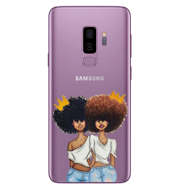 Модный черный чехол для телефона девочек силиконовый из ТПУ Samsung S6 S7 S8 S6Edge S8Plus NOTE9 2