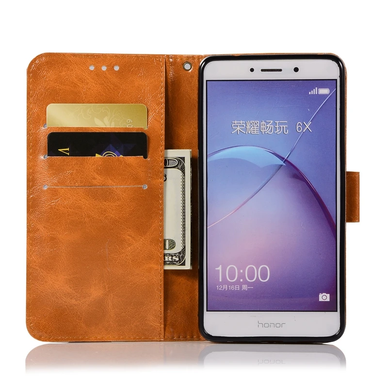 Чехол для Huawei Honor 6X роскошный мягкий чехол из ТПУ и кожи флип-чехол телефона Honor6X 6 X
