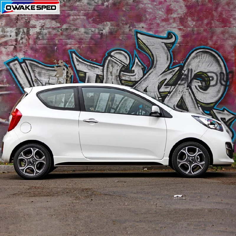 Углеродное волокно Спортивная дверь боковая юбка полосы для KIA Picanto утренний