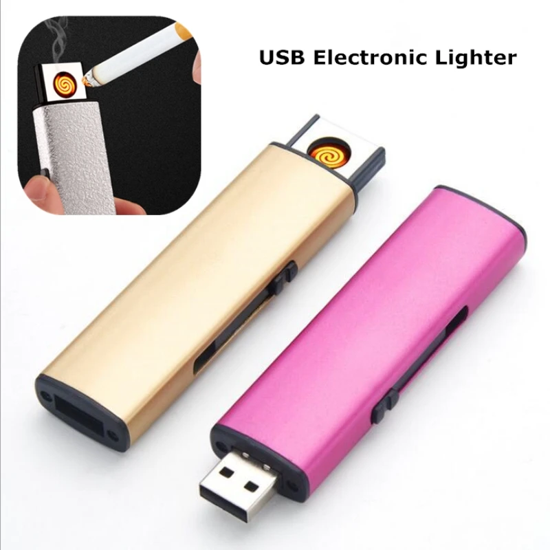 USB Электронная перезаряжаемая ветрозащитная беспламенная Зажигалка для сигарет