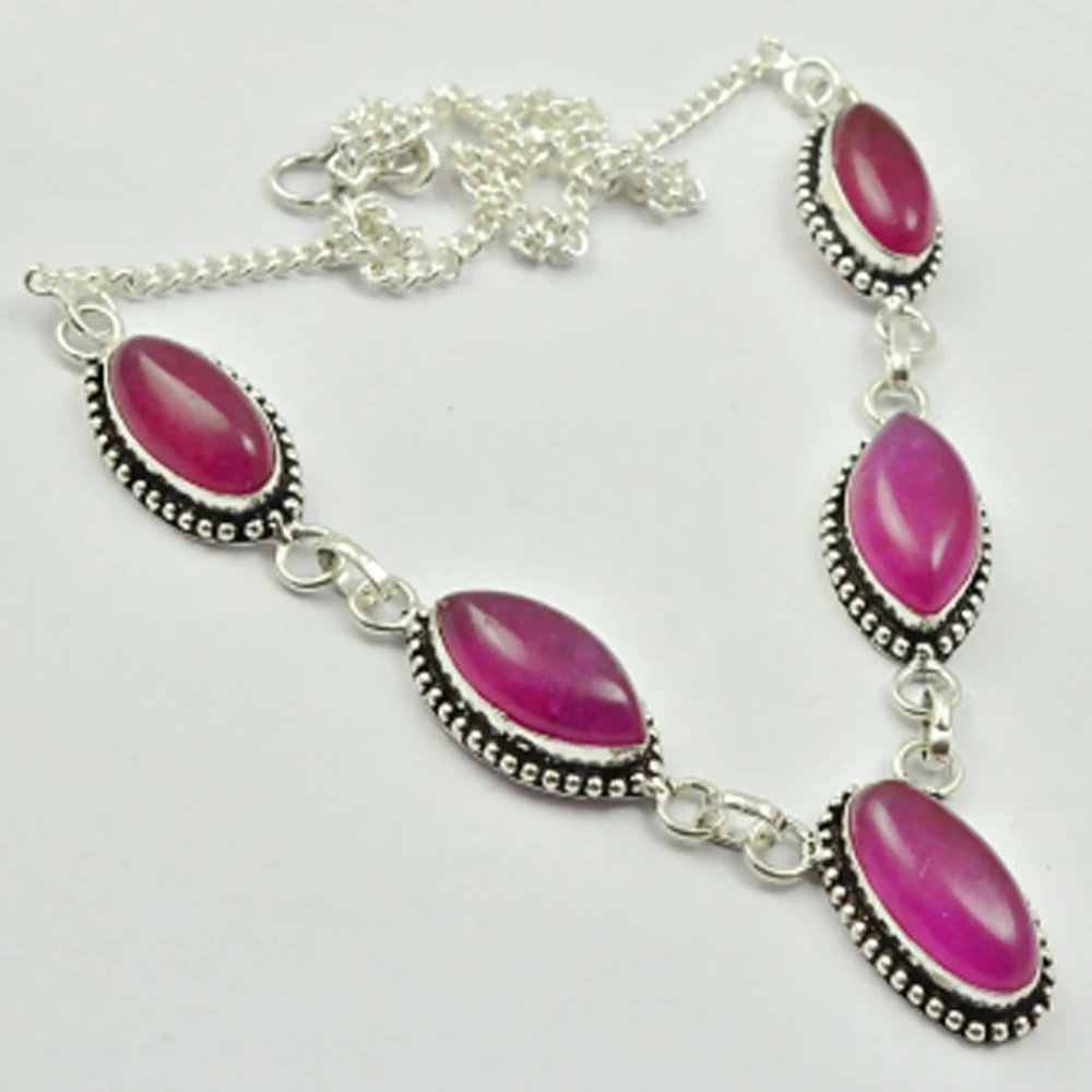

Rubellites Necklace Silver Overlay over Copper, 49cm , N2782