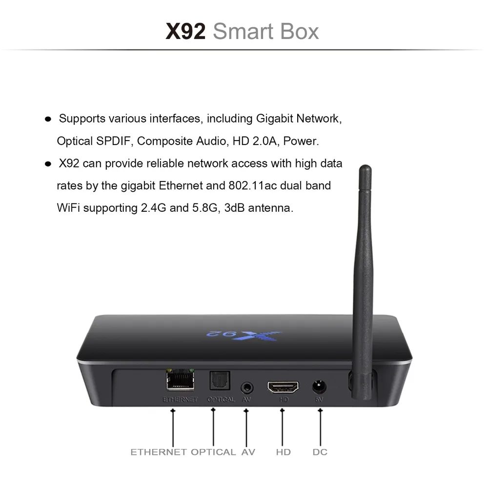 X92 2 ГБ/3 Гб 16 Гб/32 ГБ Android 7 1 ТВ приставка Amlogic S912 Восьмиядерный KD16.1 4/5 ГГц Wifi 4K смарт