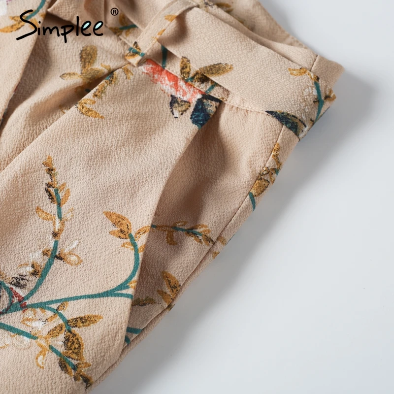 Шорты с цветочным принтом Simplee женские летняя пляжная на кулиске бантом ремне